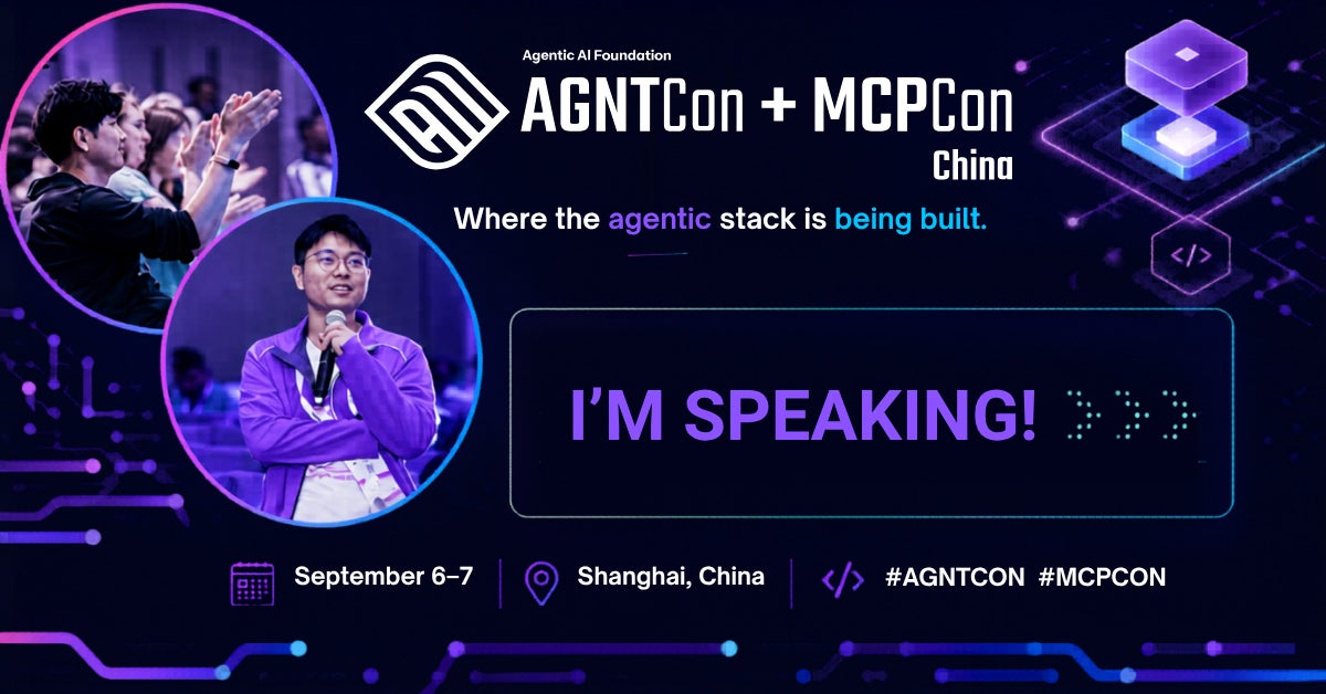 Agentic AI Foundation AGNTCon + MCPCon China, "Where the agents stack is being built." I'm speaking! September 6-7 in Shanghai, China. #AGNTCon #MCPCon